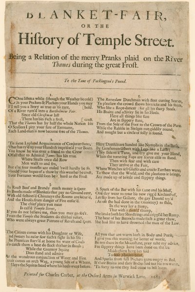 Feria de Mantas. Poema sobre la Feria de Hielo de 1684 de English School