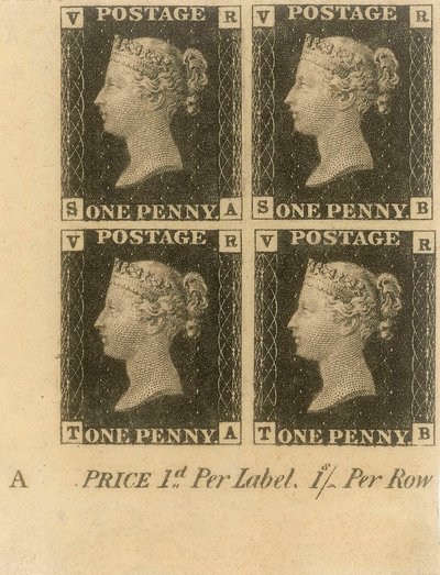 Bloque de sellos Penny Black, c.1840 de English School