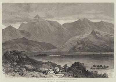Pico Bodeen y Pueblo de Madzai, Valle de Khoorum, Afganistán (grabado) de English School