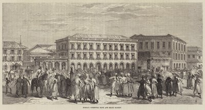 Bombay, Banco Oriental y Mercado de Acciones (grabado) de English School