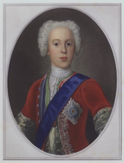 Bonnie Prince Charlie - Charles Edward Stuart, El Joven Pretendiente (litografía en color) de English School