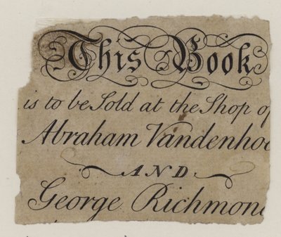 Libreros, Abraham Vandenhoeck y George Richmond, tarjeta comercial de English School