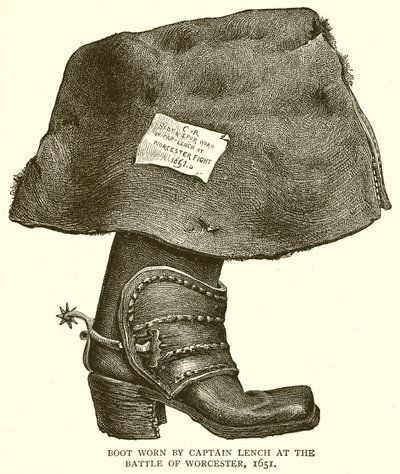 Bota usada por el capitán Lench en la batalla de Worcester, 1651 de English School