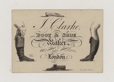 Zapatero, J Clarke, tarjeta comercial de English School