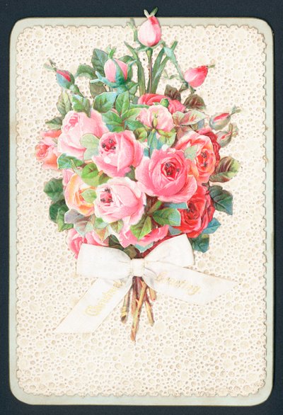 Ramo de rosas rosadas, tarjeta de Navidad de English School