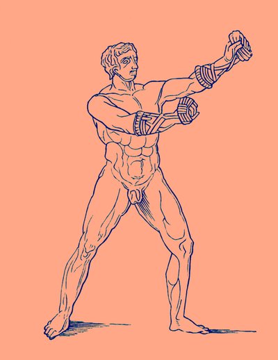 Boxeador, ilustración para Olympia por Adolf Boetticher, 1886 (imagen mejorada digitalmente) de English School