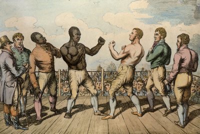 Combate de boxeo entre Cribb (1781-1848) y Molineaux (d.1818) en Thistleton Gap, Rutland, 1811 de English School