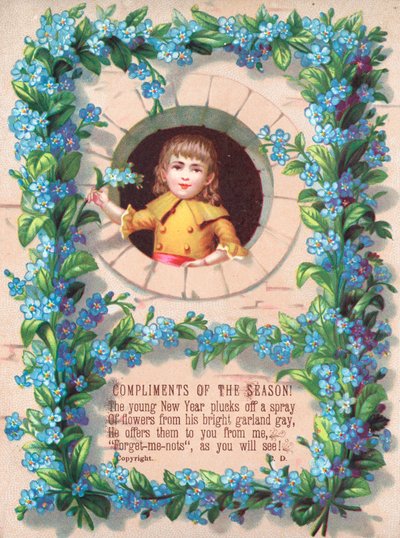 Niño y guirnalda de nomeolvides de English School