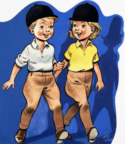 Niño y niña en jodhpurs de English School