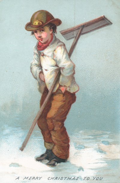 Niño quitando la nieve de English School