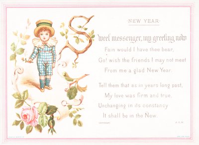 Niño con rosa, tarjeta de Año Nuevo de English School