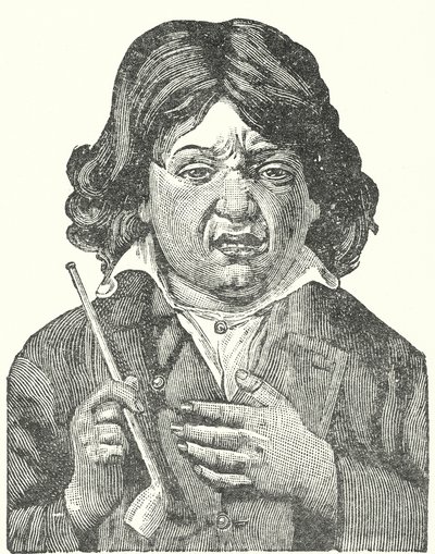 Niño que sufre las secuelas del tabaco (grabado) de English School