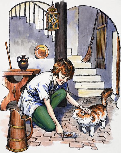 Niño con gato de English School