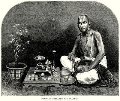 Brahman preparado para las oraciones (grabado) de English School