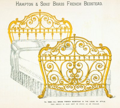 Cama de Latón Francesa del Catálogo de Muebles de Hampton and Sons, 1902 de English School