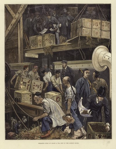 Descargando a granel en un barco de té de English School