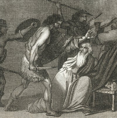 Brennus y sus tropas matando a los venerables (grabado) de English School