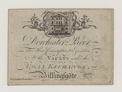 Cervecero, Dorchester Beer, tarjeta comercial de English School