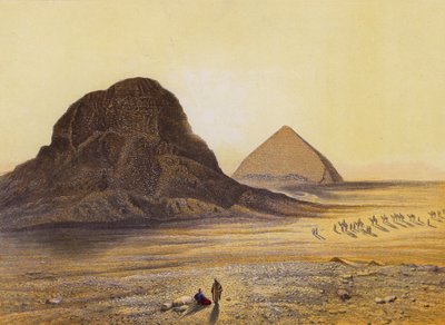 Pirámides de ladrillo de Dashour, Egipto, Ex V 5 18 (litografía en color) de English School