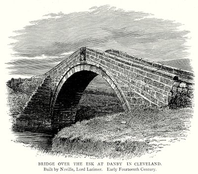 Puente sobre el Esk en Danby, Cleveland (grabado) de English School