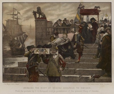 Llevando el cuerpo de Gustavo Adolfo a Suecia, 1632 de English School