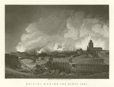 Bristol durante los disturbios de 1831 de English School