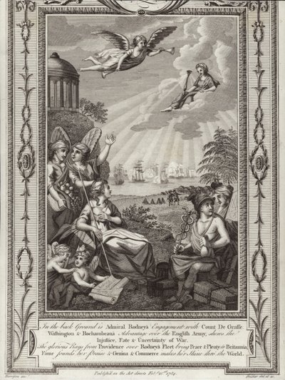 Victoria del almirante británico George Rodney sobre la flota francesa comandada por el Conde de Grasse en la Batalla de los Saintes, Guerra de Independencia Americana, 1782 de English School