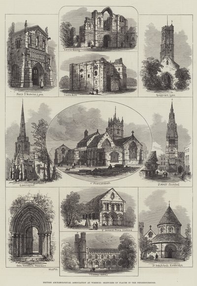 Asociación Arqueológica Británica en Wisbech, Bocetos de Lugares en los Alrededores (grabado) de English School
