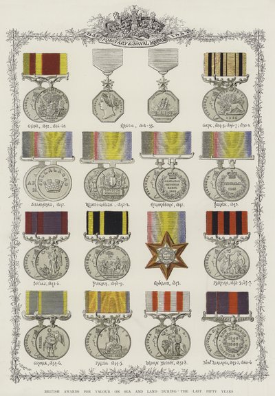 Premios británicos por valor en el mar y en tierra durante los últimos cincuenta años (cromolitografía) de English School