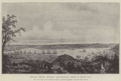 Flotas Británica, Francesa, Turca y Egipcia en la Bahía de Beicos (litografía) de English School