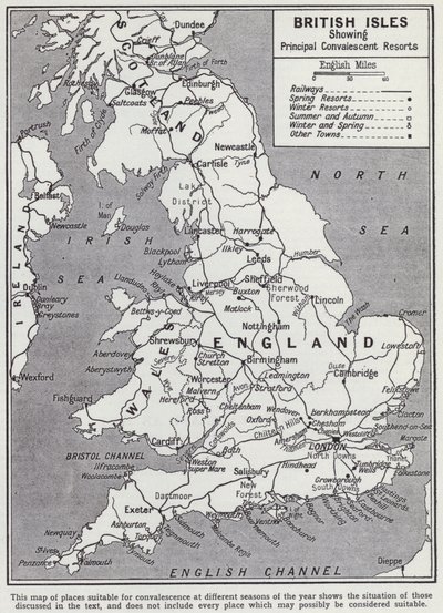 Islas Británicas, principales centros de convalecencia de English School