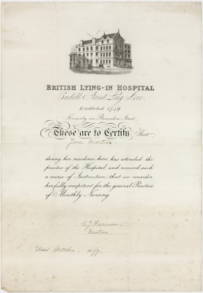 Hospital Británico de Maternidad. Certificado de enfermería de English School