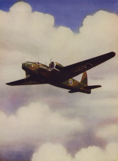 Bombardero medio británico Vickers Wellington en vuelo de English School