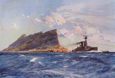 Acorazado británico frente a Gibraltar de English School