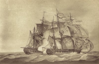 Fragata británica HMS Santa Margarita, comandada por el capitán Thomas Byam Martin, capturando la fragata francesa Tamise, junio de 1796 de English School