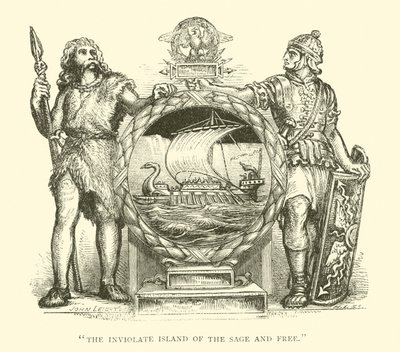 Britano y romano, Bretaña, la isla inviolada del sabio y libre (grabado) de English School
