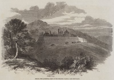 Brolio, la sede ancestral de la familia Ricasoli (grabado) de English School
