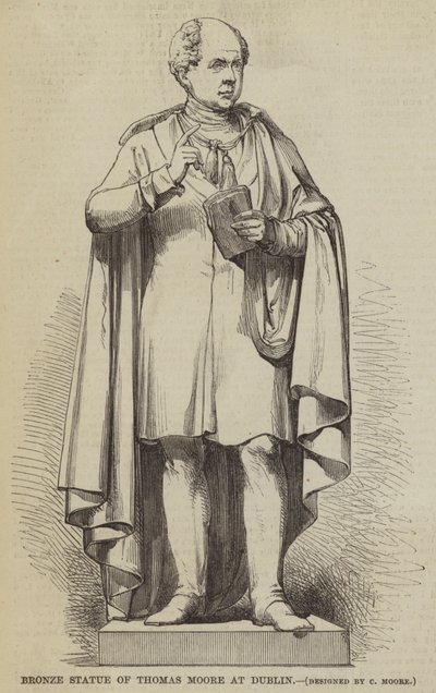 Estatua de bronce de Thomas Moore en Dublín (grabado) de English School