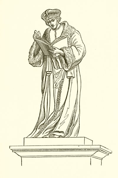 Estatua de bronce de Erasmo en Rotterdam (grabado) de English School