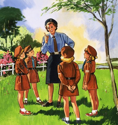 Lechuza marrón y su grupo de brownies de English School