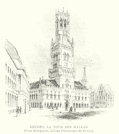 Brujas, Torre Halles (grabado) de English School
