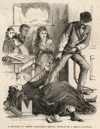 Brutal atropello a un maestro de escuela (grabado) de English School