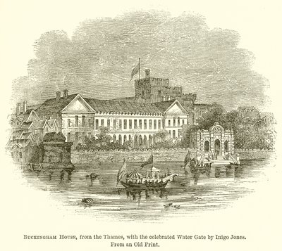 Casa de Buckingham, desde el Támesis, con la famosa puerta de agua de Inigo Jones de English School