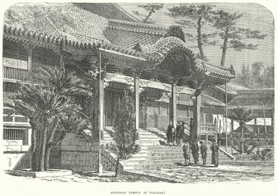 Templo budista de Nagasaki (grabado) de English School