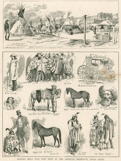El espectáculo del Salvaje Oeste de Buffalo Bill en la Exposición Americana, Earls Court, Londres de English School