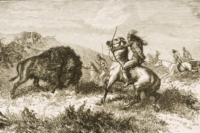 Caza de Búfalos en las Grandes Llanuras entre St. Louis y Denver, c.1870, de 