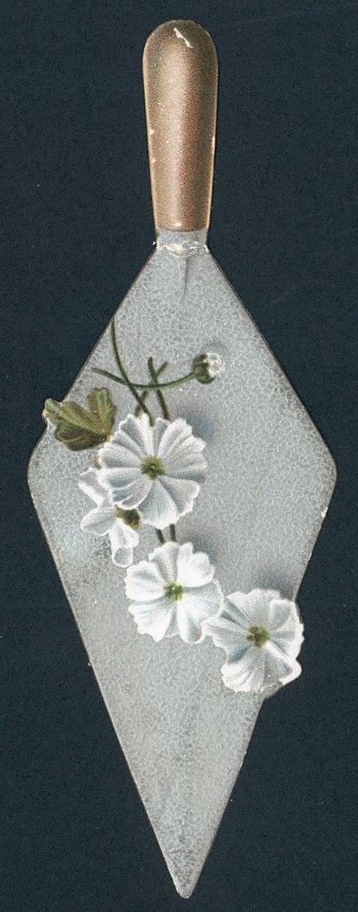 Paleta de albañil y flores, tarjeta de Navidad de English School