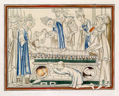 Entierro de Eduardo el Confesor, ilustración de un facsímil de La Vida de San Eduardo el Confesor de English School