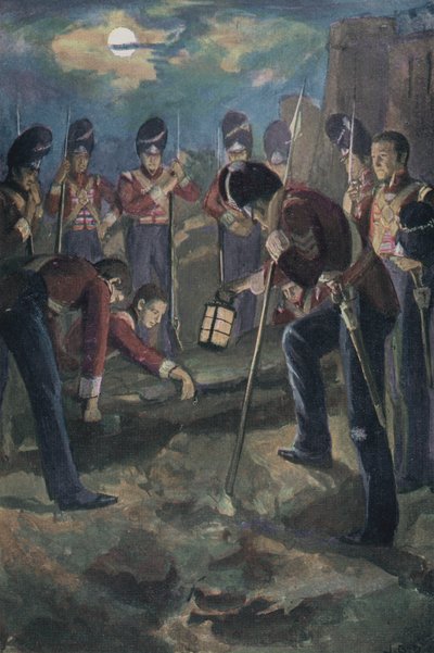 Entierro del General Sir John Moore después de la Batalla de La Coruña, España, Guerra Peninsular, 1809 de English School