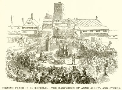 Palacio en llamas en Smithfield. El martirio de Anne Askew y otros de English School